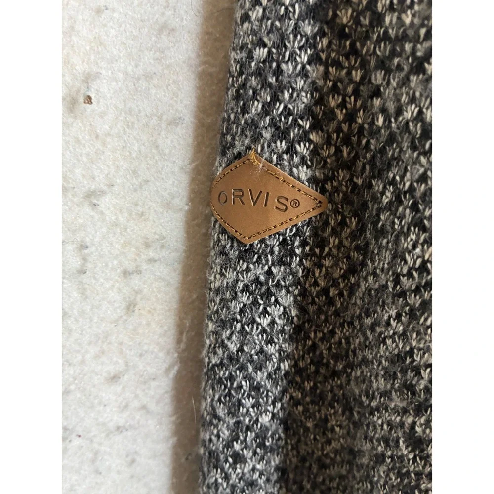 Orvis Mens Grey Marled Sherpa Lined Quarter Zip Pullover Sweater Medium 1247213
